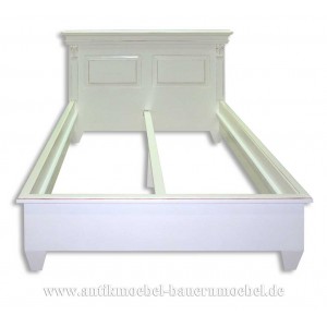 Bett 140x200 weiß Doppelbett Bettgestell Massivholz Landhausstil Gründerzeit Lackiert Fichte. Photo 2